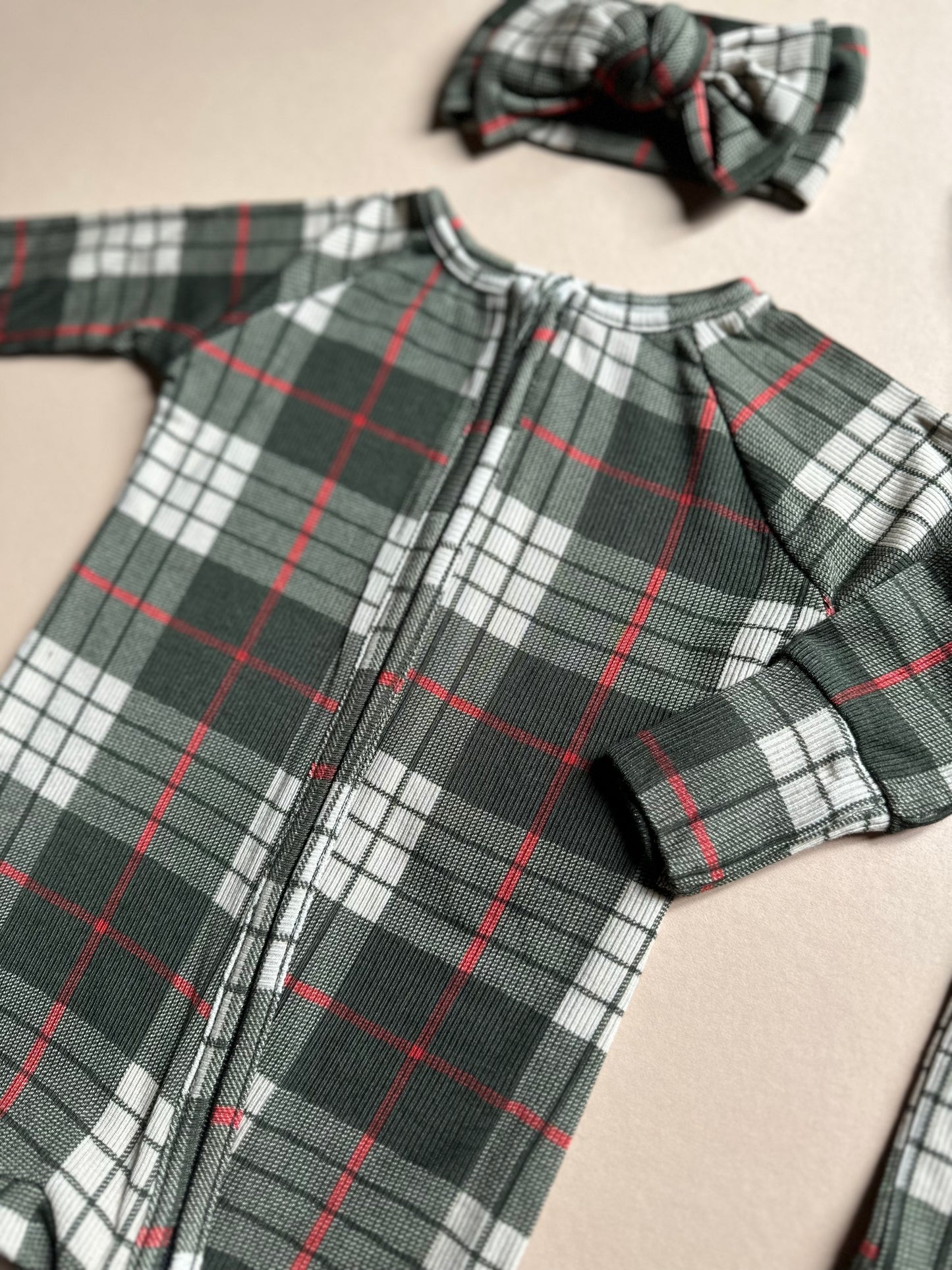 Zipper Rompers - Winter Plaid