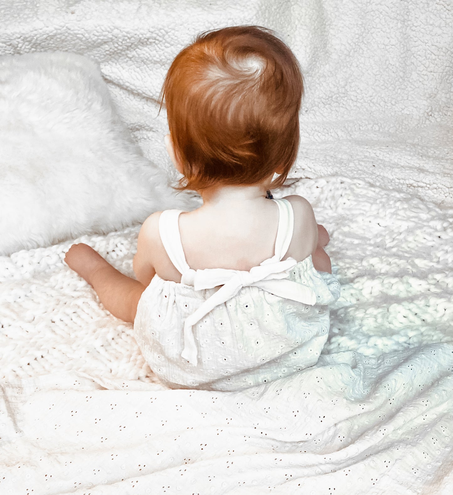 Mia Eyelet Drawstring Romper - Light Beige