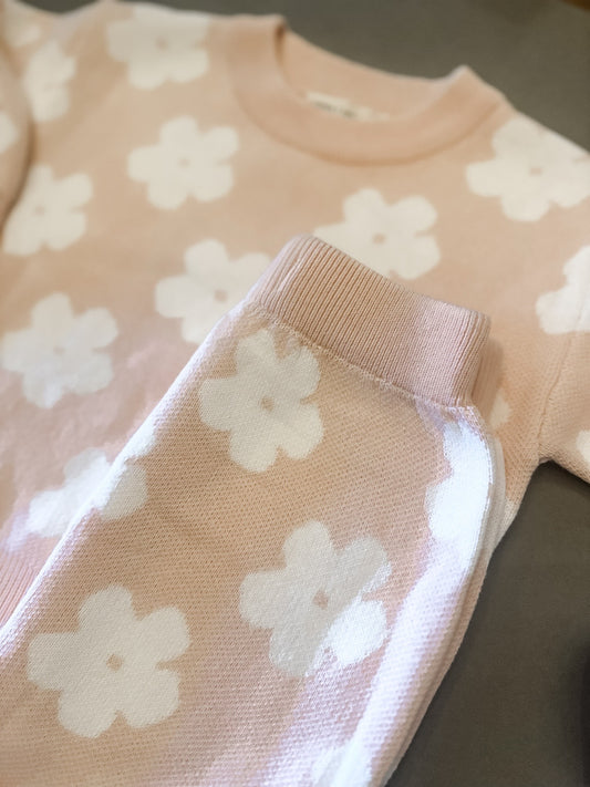 Pink Floral Two-Piece Knit Set