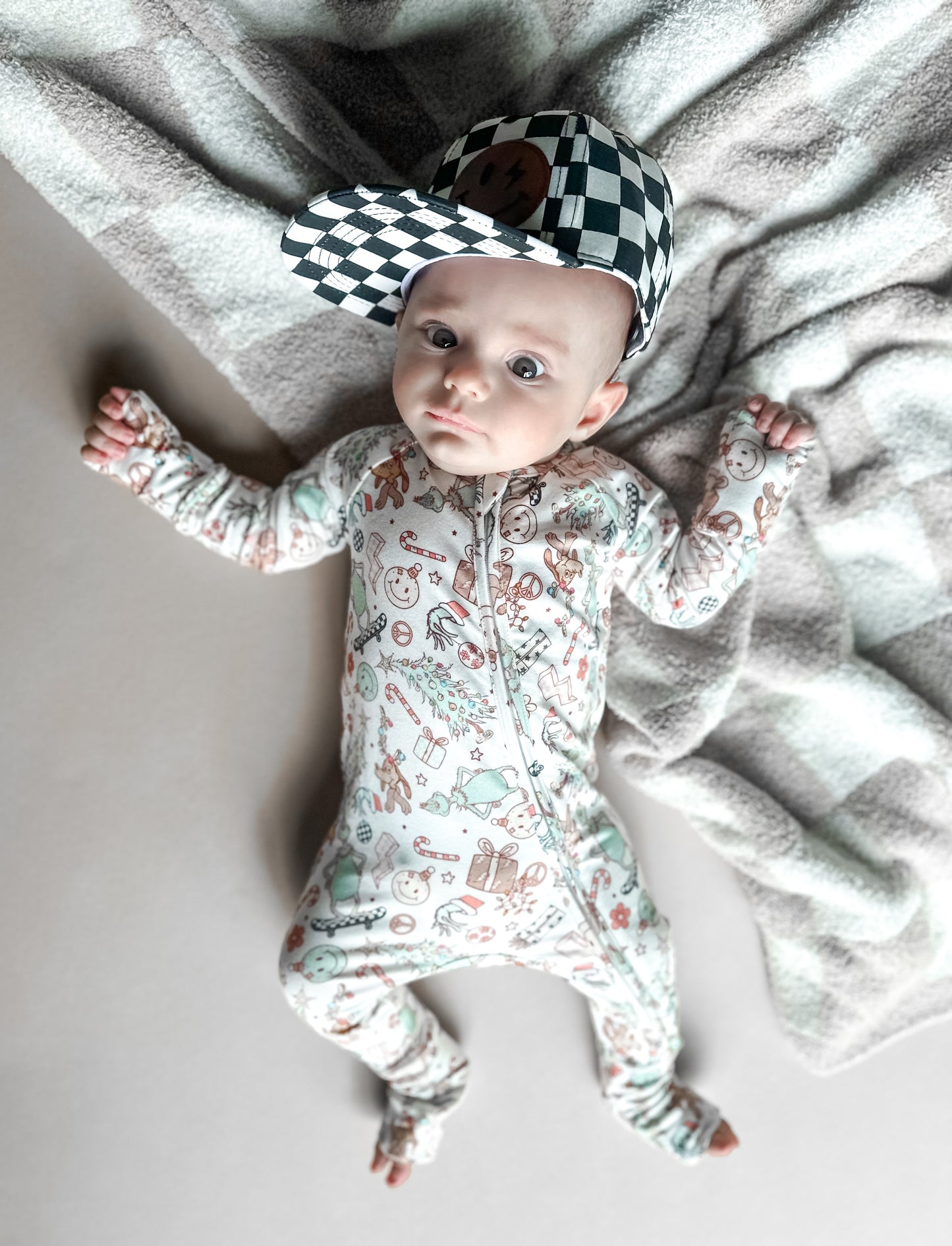 Checkered Snapback: Smiley