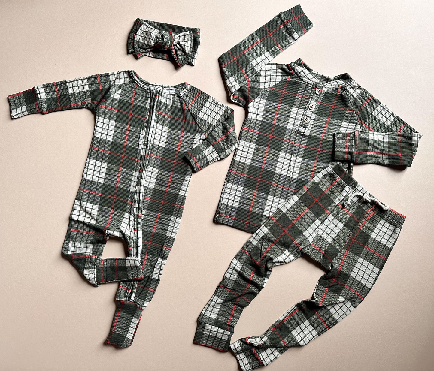 Zipper Rompers - Winter Plaid