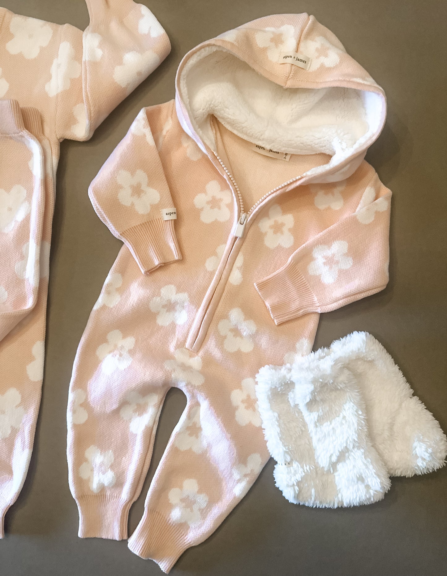 Pink Floral Knit Romper