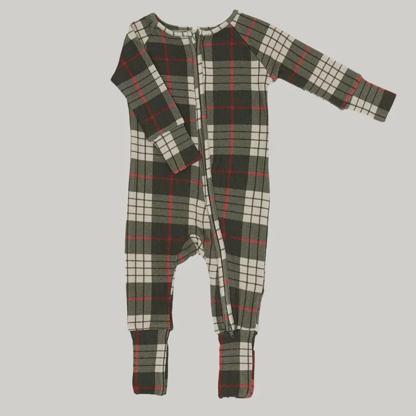 Zipper Rompers - Winter Plaid