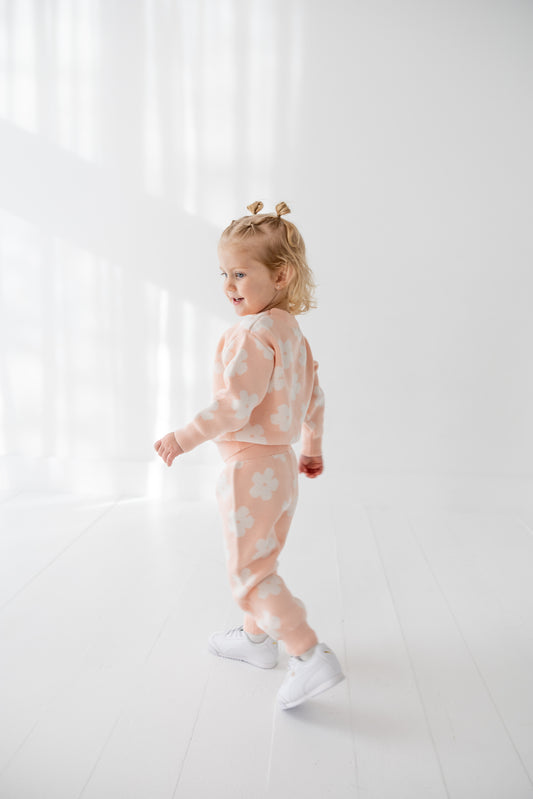 Pink Floral Two-Piece Knit Set