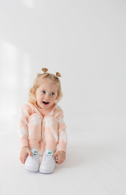 Pink Floral Two-Piece Knit Set