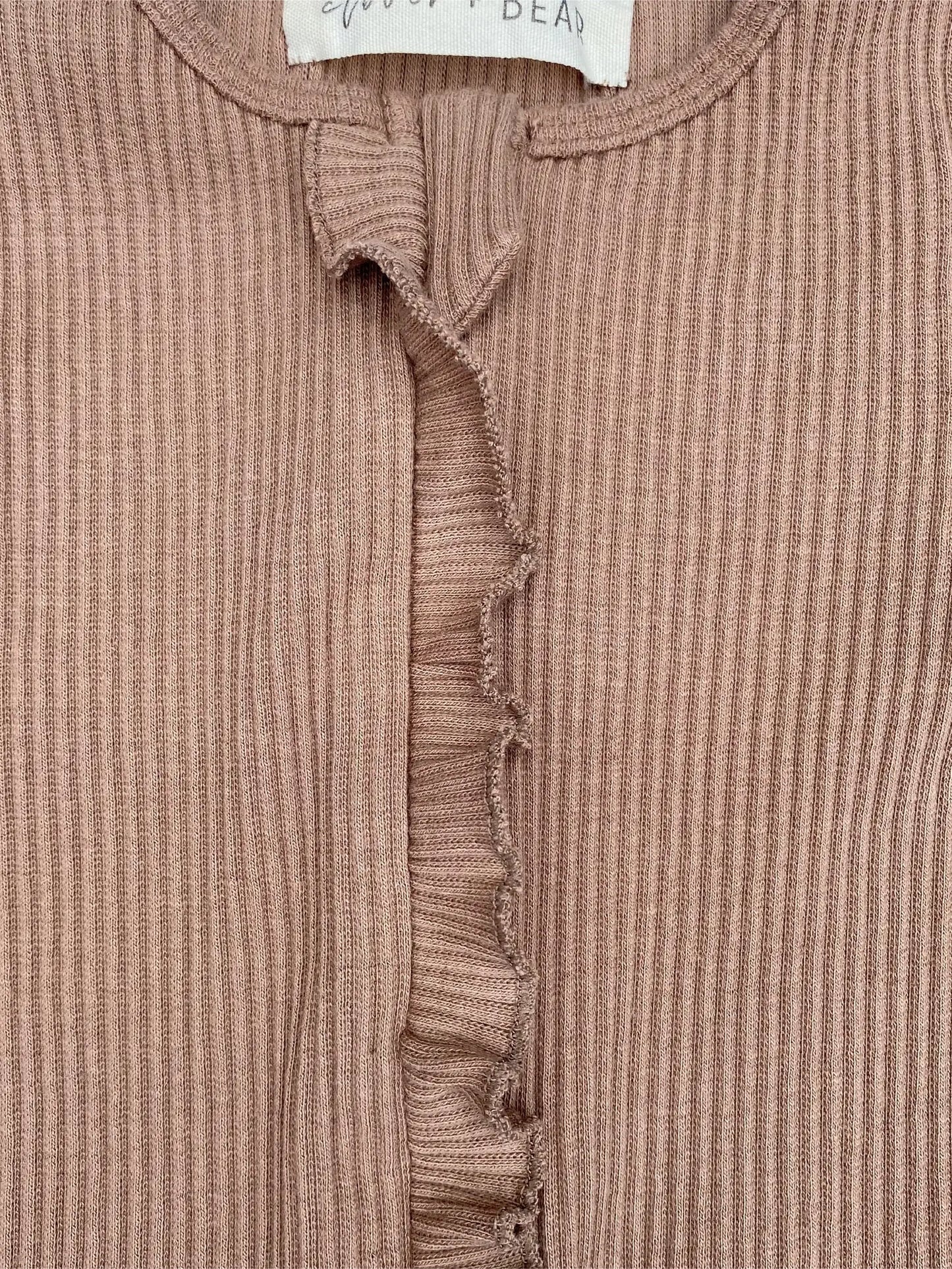 Thick-Rib Ruffle Footed Onesie - Cappuccino