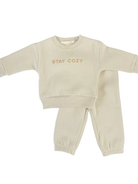Stay Cozy two-piece Sweat Set in Oat Milk