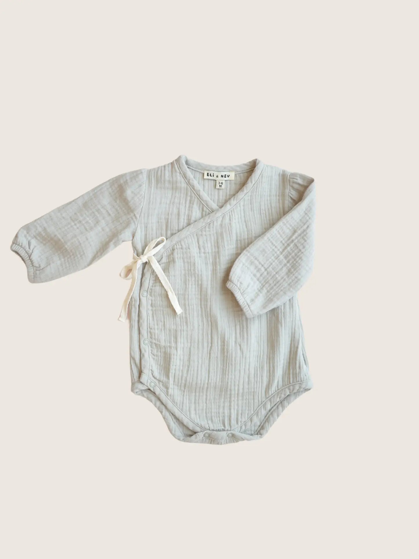 Muslin Surplice Baby Bodysuit, Sage