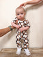 Ribbed V-Neck Romper - Black Bear Checker