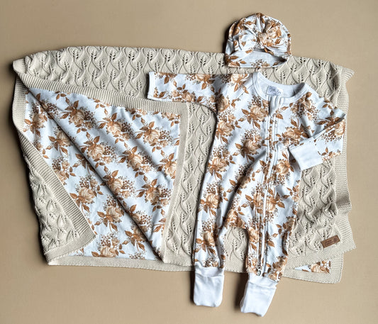 Vintage Botanic Cotton Knit Blanket