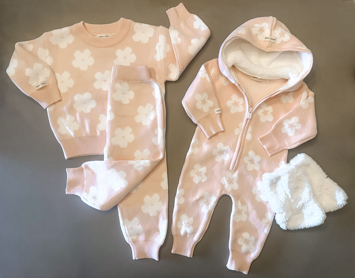 Pink Floral Knit Romper