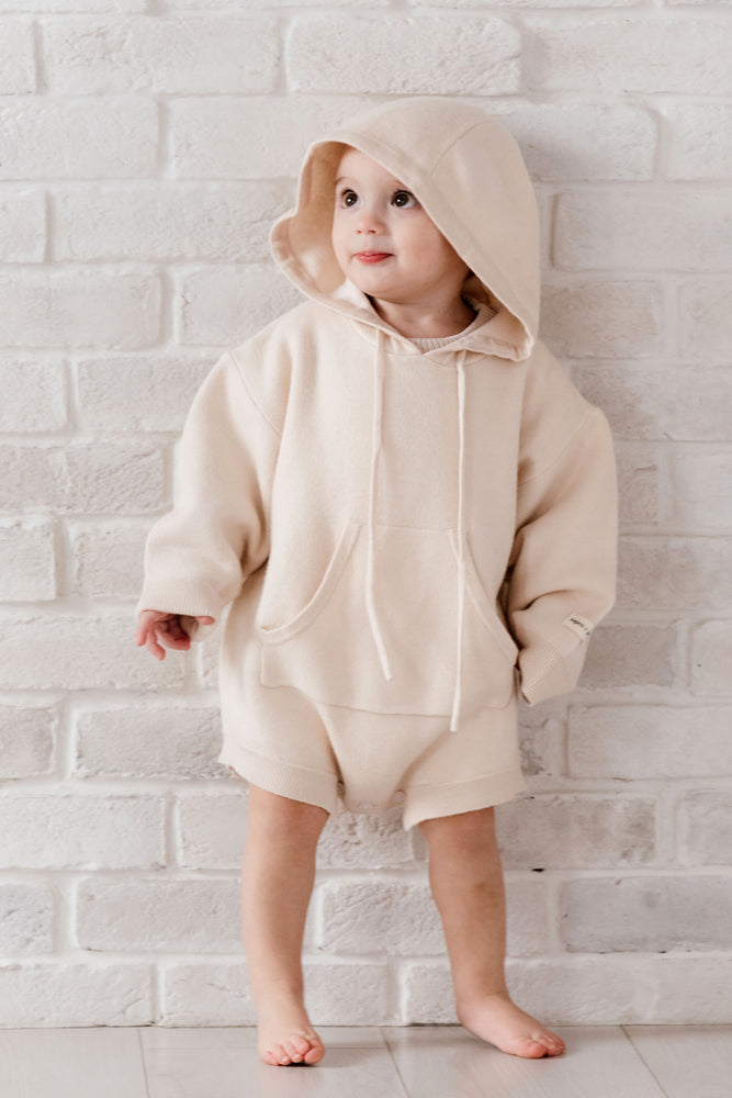 MINI - Softest Knit Romper in Cafe Au Lait