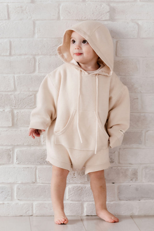 MINI - Softest Knit Romper in Cafe Au Lait