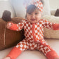 Pink Rust Check Bamboo Romper - Aspen and James Label