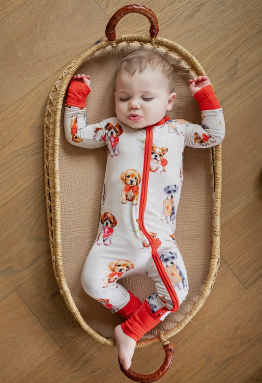 Puppy Love - Bamboo Zipper Romper