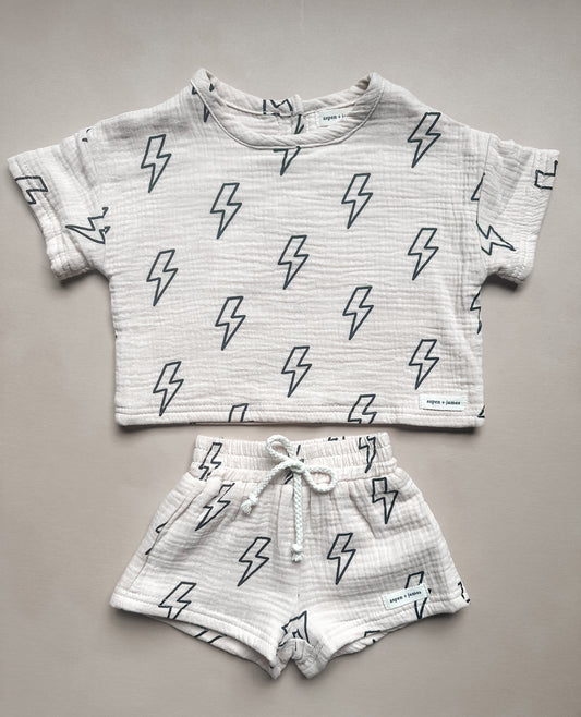 100% Muslin Cotton Short Set - Lightning Fast