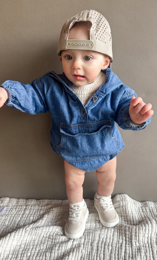 Denim Hoodie Romper