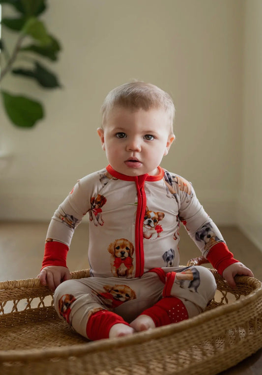 Puppy Love - Bamboo Zipper Romper