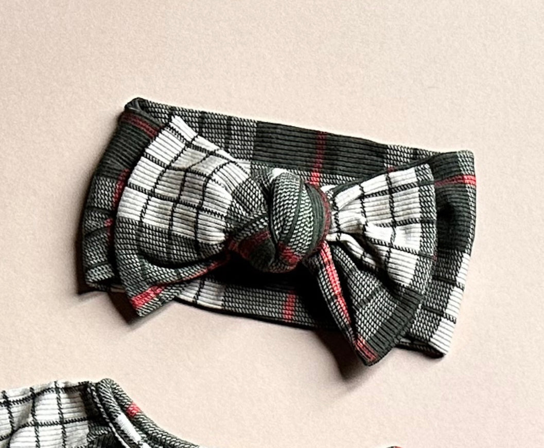 Head Wrap Bow - Winter Plaid