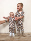 Ribbed V-Neck Romper - Black Bear Checker