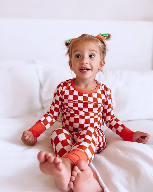 Rust Check Bamboo Two-Piece Set - Aspen and James Label