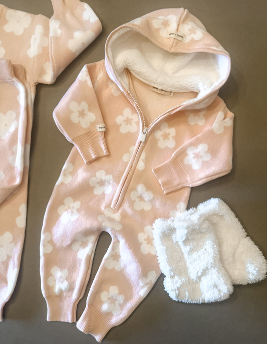 Pink Floral Knit Romper