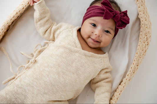 Infant Surplice Knit Romper - Vanilla Cream