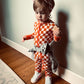 Pink Rust Check Bamboo Romper - Aspen and James Label