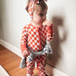 Pink Rust Check Bamboo Romper - Aspen and James Label