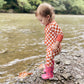 Pink Rust Check Bamboo Romper - Aspen and James Label