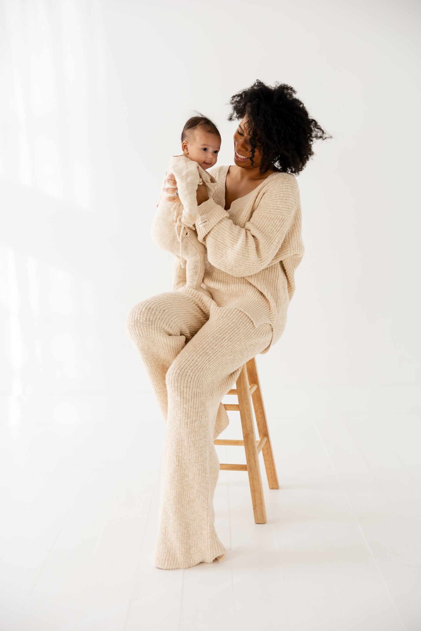 Womens Chunky Knit Set - Vanilla Cream