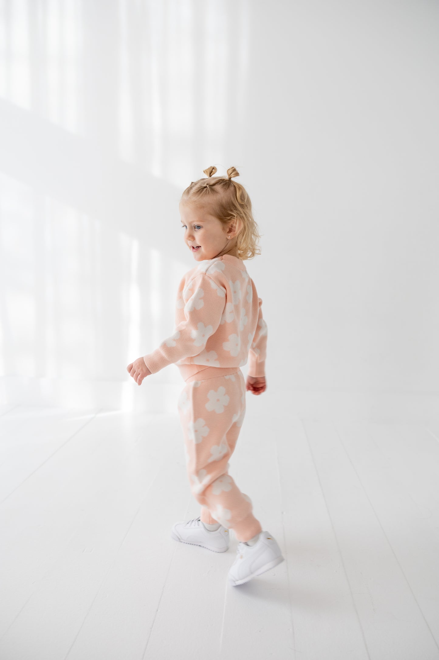 Pink Floral Two-Piece Knit Set