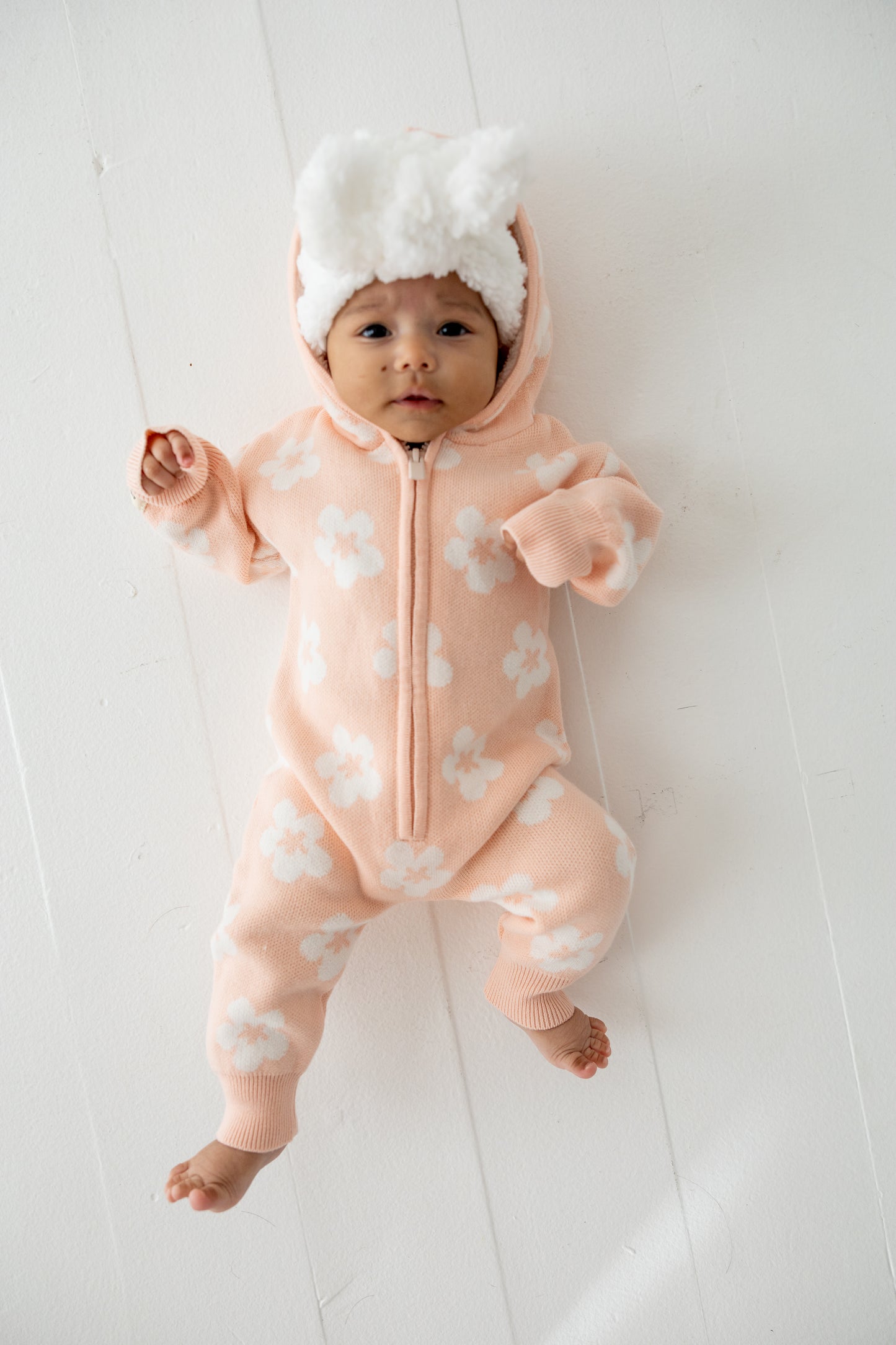 Pink Floral Knit Romper