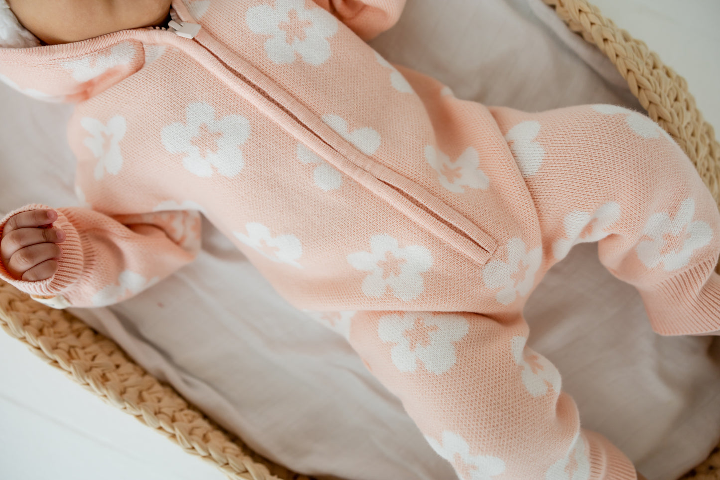 Pink Floral Knit Romper