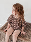 Ribbed Bamboo Track Short Set - Neutral Boho Floral