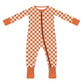 Pink Rust Check Bamboo Romper - Aspen and James Label