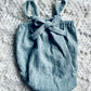 Mia Eyelet Drawstring Romper - Cool Olive