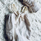 Mia Eyelet Drawstring Romper - Light Beige