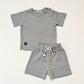 Ribbed Muslin Short Set - Slate