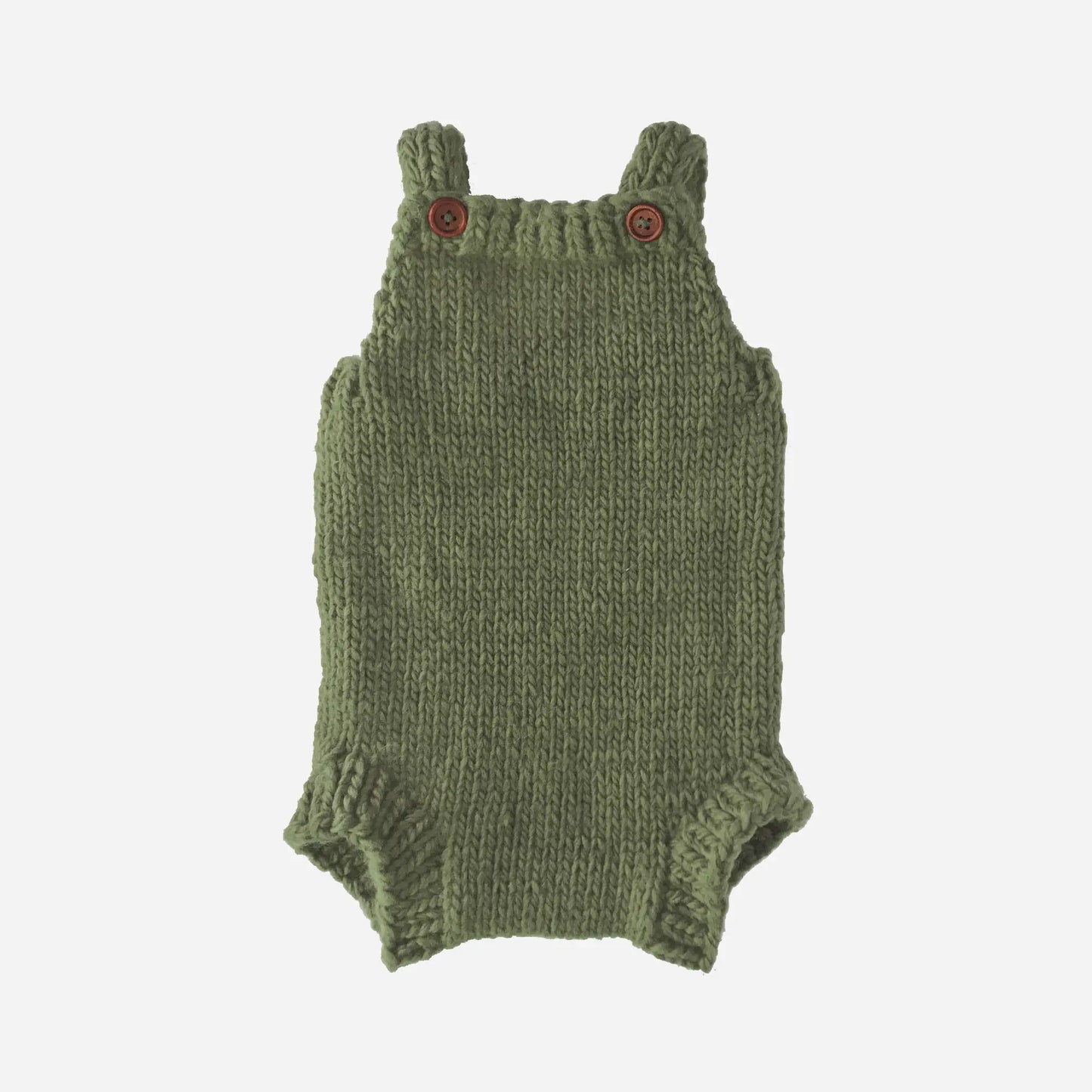Hand-Knit Romper - Olive