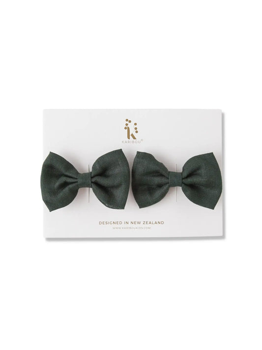 Sweetheart Linen Bow Clip Set