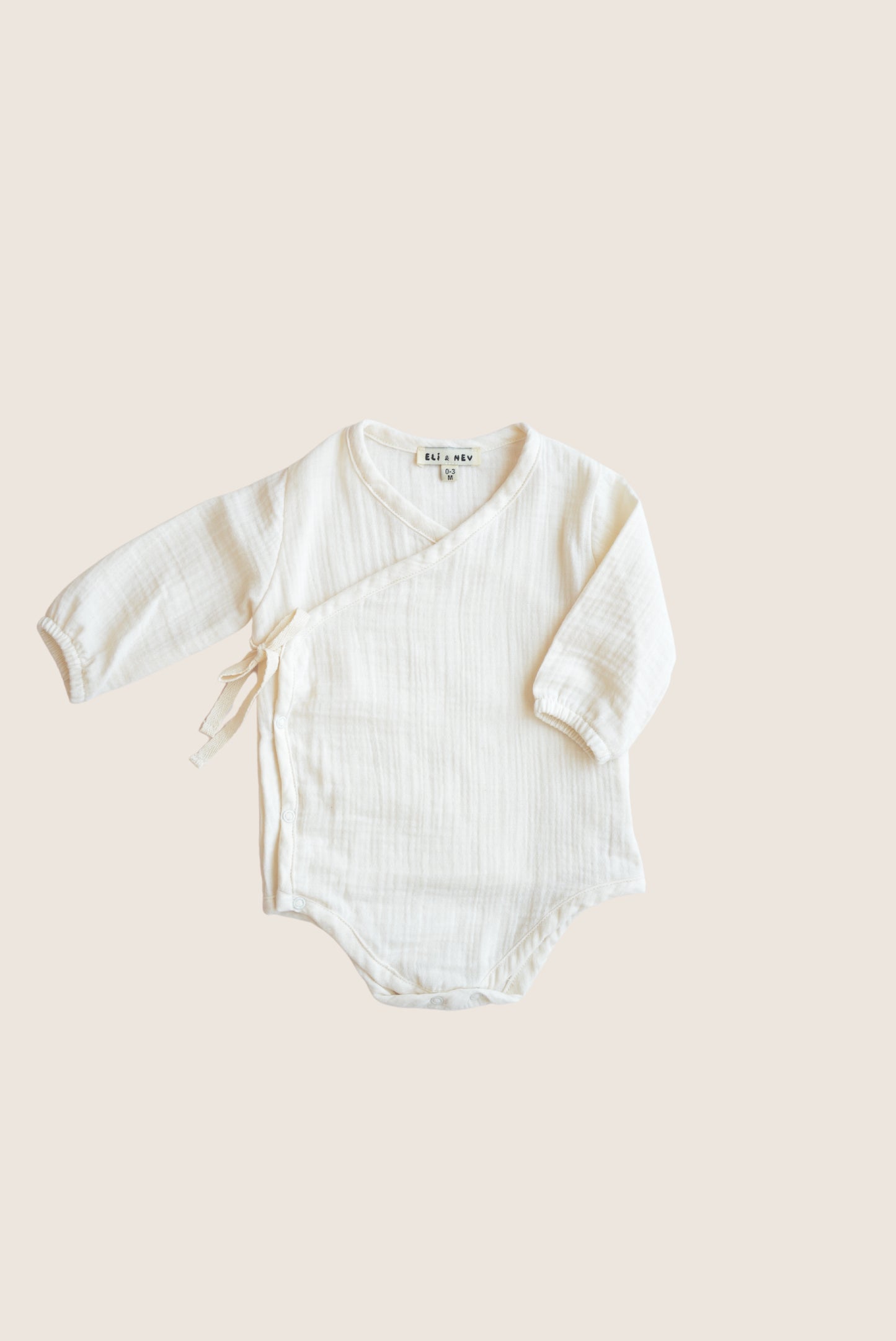 Muslin Surplice Baby Bodysuit, Cream