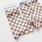 Tan Checker Swim Shorts