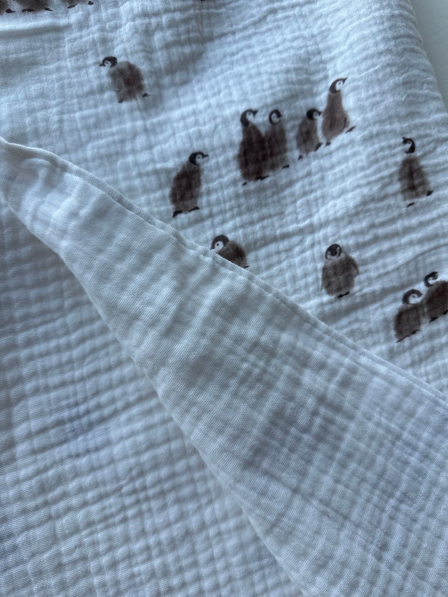 Baby Penguin Print 100% cotton muslin blanket