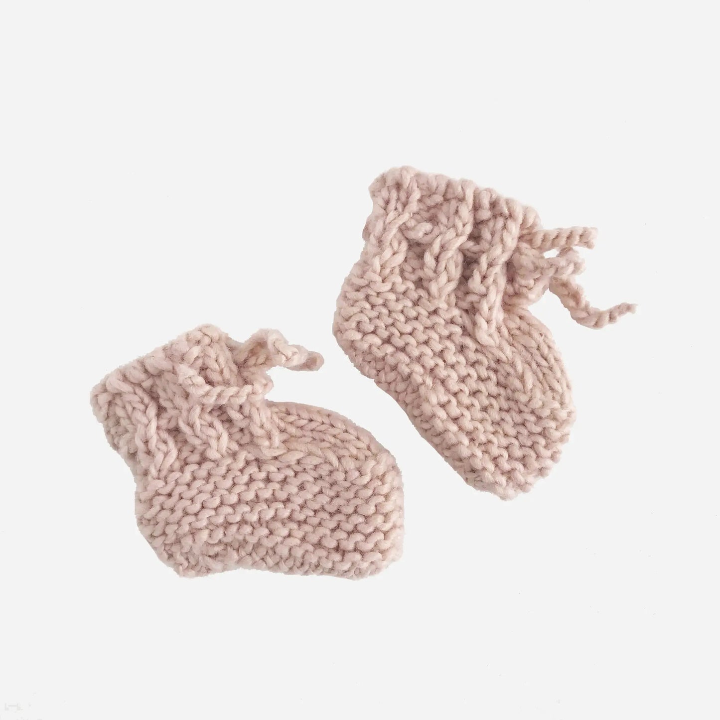 Hand Knit Booties - Dusty Pink