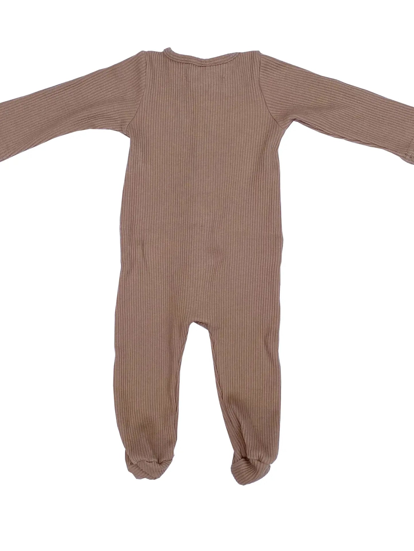 Thick-Rib Ruffle Footed Onesie - Cappuccino